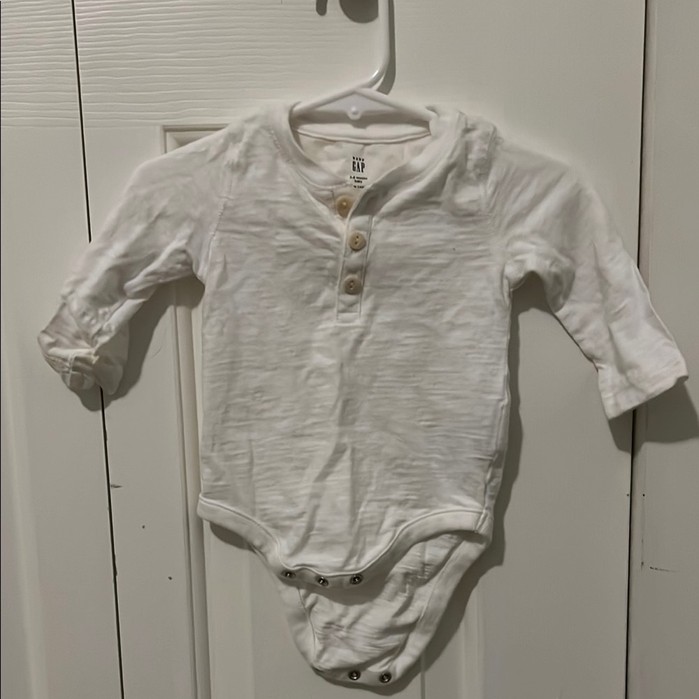 GAP White Long-Sleeve Bodysuit One Piece